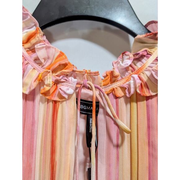 BCBGMAXAZRIA Multicolor Ruffle Chiffon Dress Size 4 NWT - Picture 6 of 10